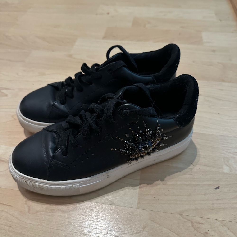 Kurt Geiger Black Sneakers with Gold Accents